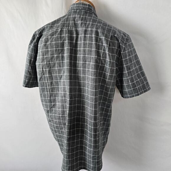 Orivs Classic Collection Button Down Shirt Men's M Gray Plaid Short Sleeve - Picture 15 of 16